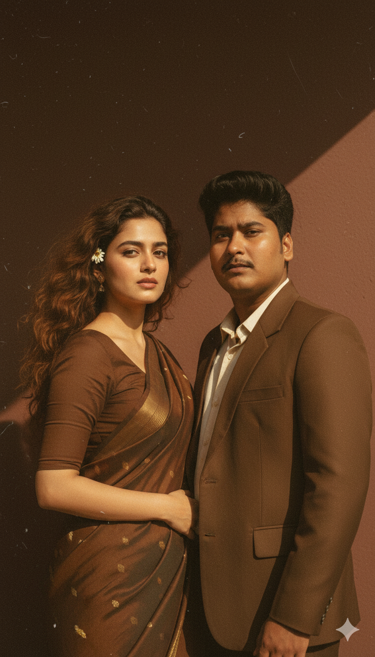 Sample result for: Retro Saree Portrait with Dramatic Shadows