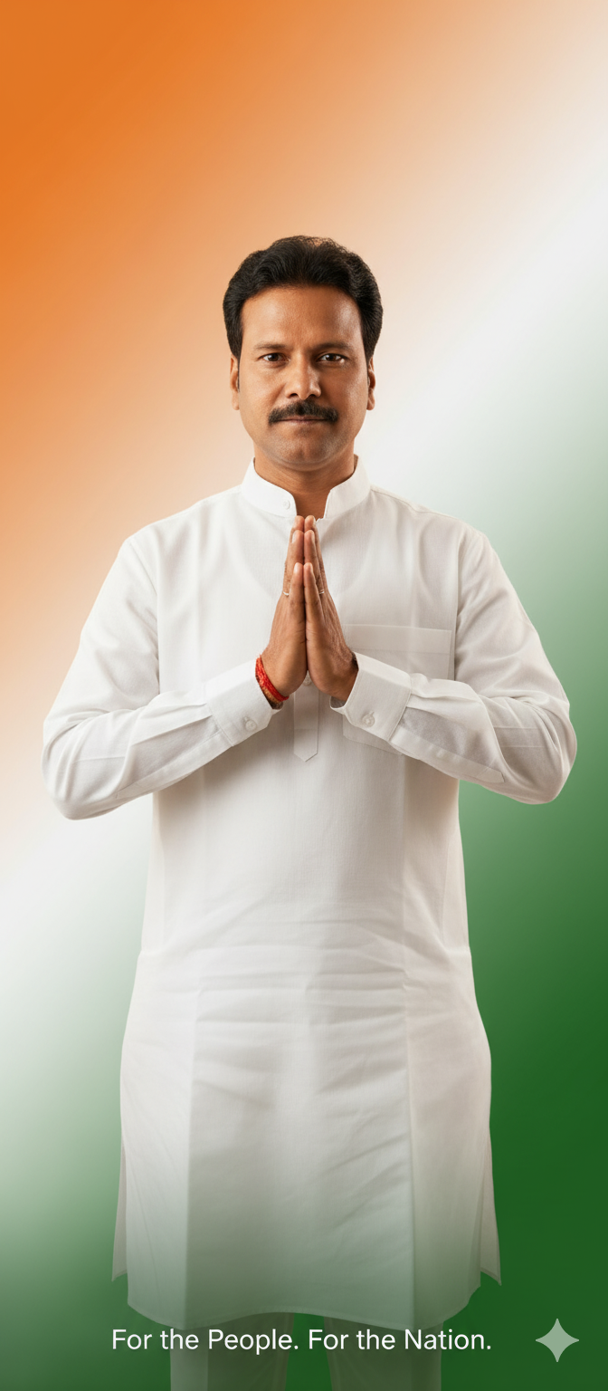 Sample result for: Tiranga Themed Realistic Indian Politician Portrait